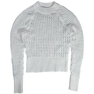 J. Crew Pointelle Crewneck Sweater in White S BZ498